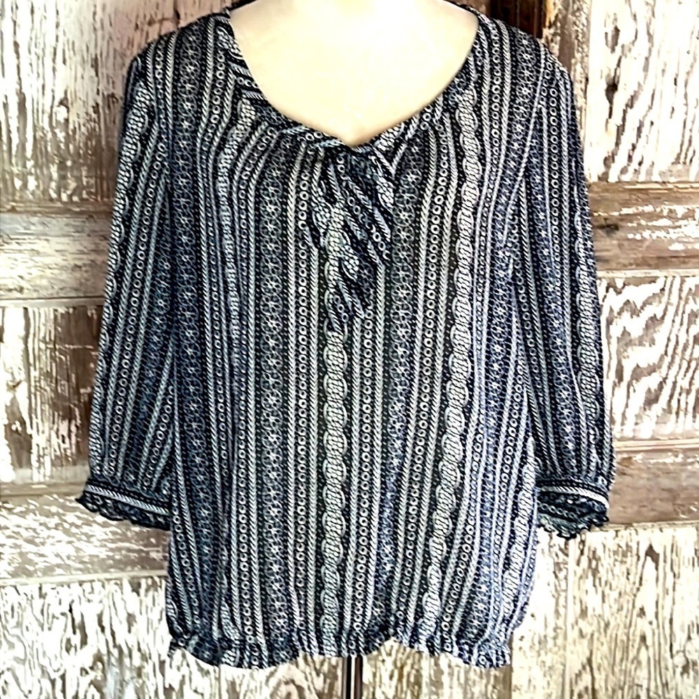 BANANA REPUBLIC FACTORY SHEER TOP, sz L OVERSIZED, LIGHTWEIGHT CAREER DRESSY